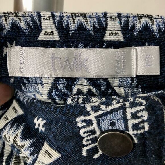 SIMONS Twik Navy Woven Tapestry Boho Southwest Print Button Front Skirt Sz S - Picture 3 of 4